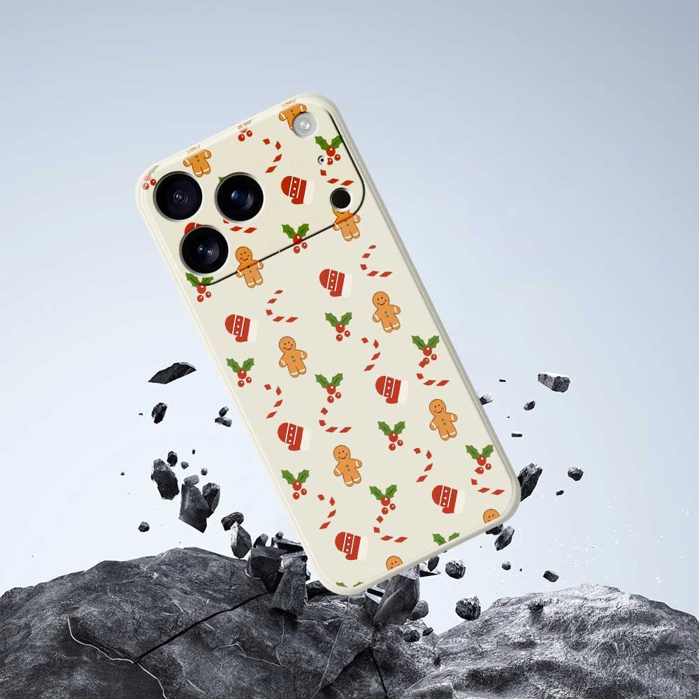 For iPhone 17 Pro Max Case Gingerbread Gloves Pattern Printing Straight Edge TPU Phone Back Cover - Green