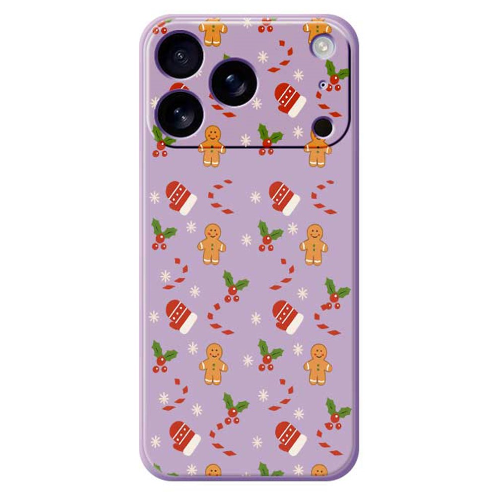 For iPhone 17 Pro Max Case Gingerbread Gloves Pattern Printing Straight Edge TPU Phone Back Cover - Purple