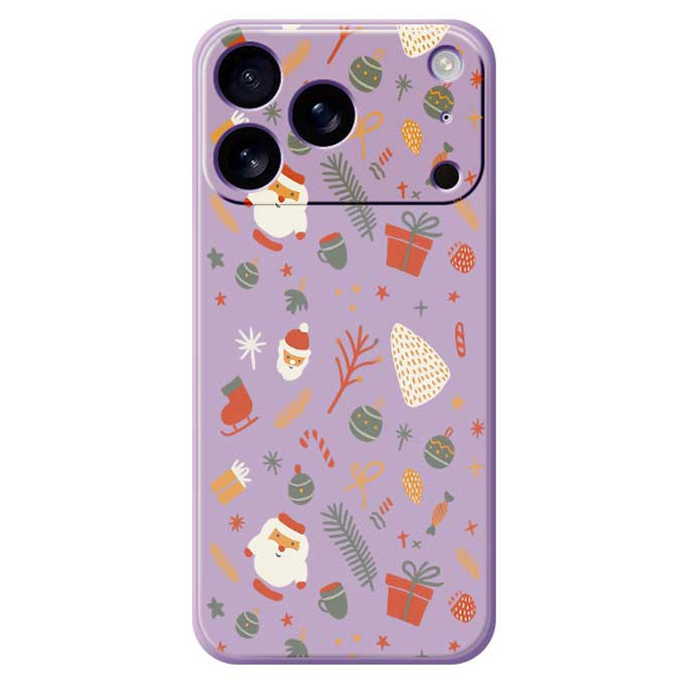 For iPhone 17 Pro Max Case Candy Gifts Pattern Printing Straight Edge TPU Phone Back Cover - Purple