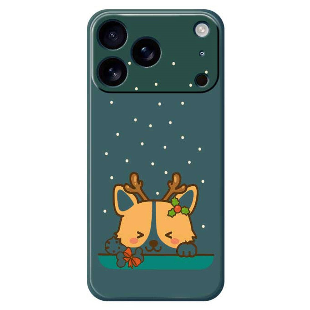 For iPhone 17 Pro Max Case Cute Deer Pattern Printing Straight Edge TPU Phone Back Cover - Green