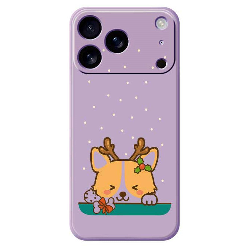 For iPhone 17 Pro Max Case Cute Deer Pattern Printing Straight Edge TPU Phone Back Cover - Purple