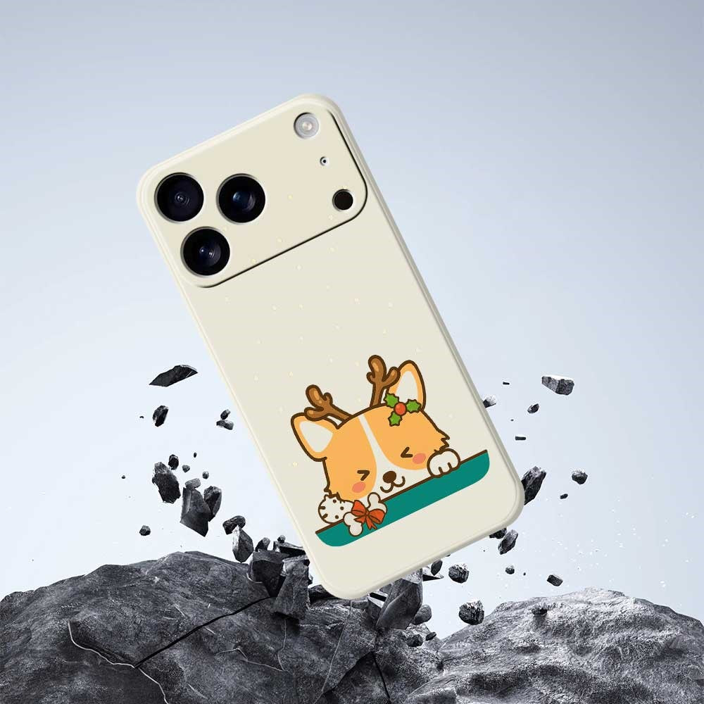 For iPhone 17 Pro Max Case Cute Deer Pattern Printing Straight Edge TPU Phone Back Cover - Purple