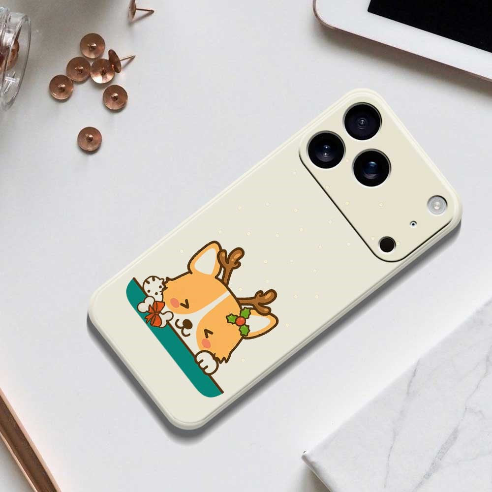 For iPhone 17 Pro Max Case Cute Deer Pattern Printing Straight Edge TPU Phone Back Cover - Purple