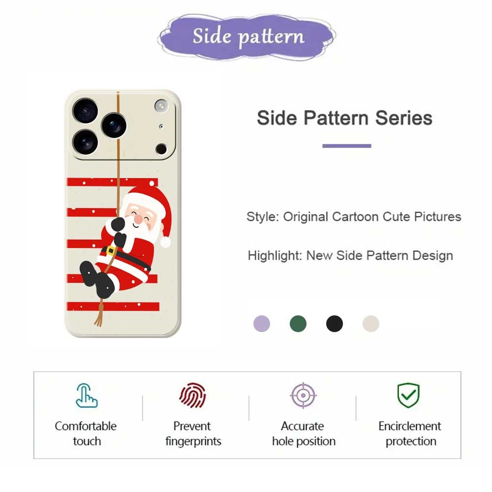 For iPhone 17 Pro Max Case Santa Claus Pattern Printing Straight Edge TPU Phone Back Cover - Beige