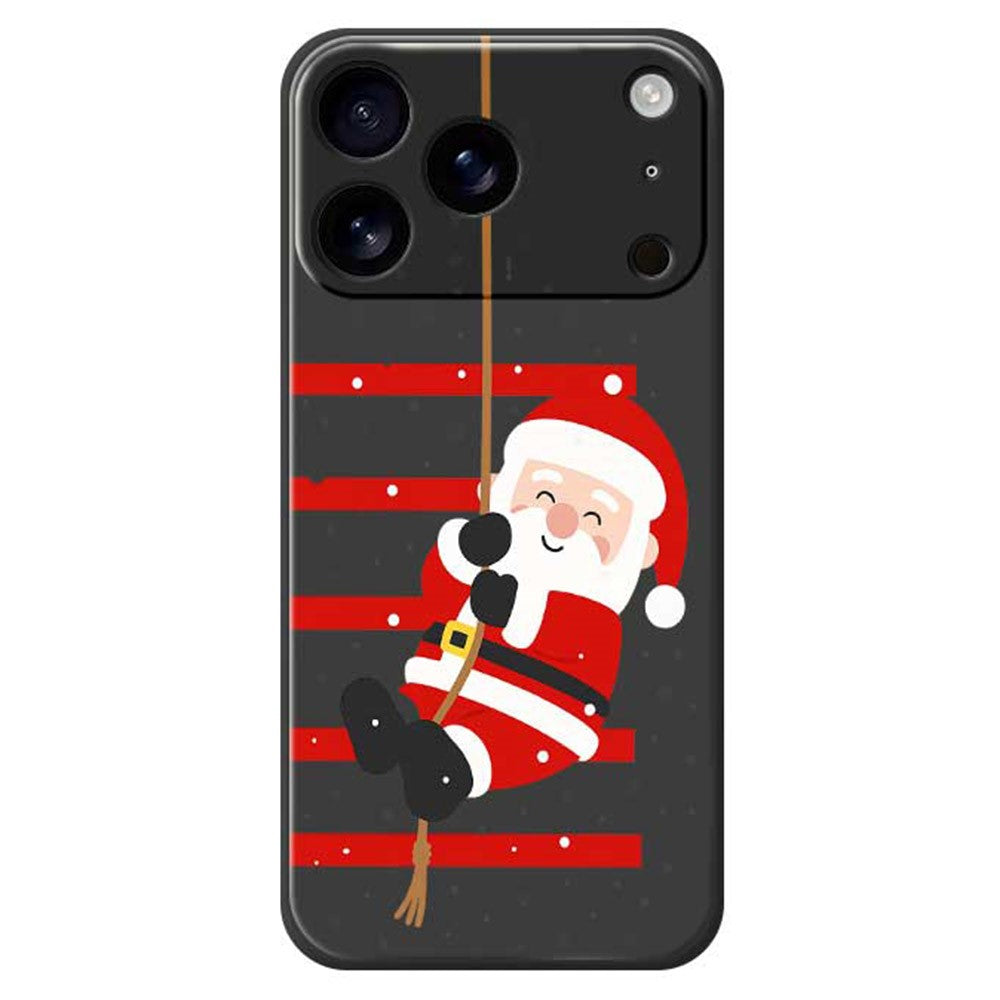 For iPhone 17 Pro Max Case Santa Claus Pattern Printing Straight Edge TPU Phone Back Cover - Black