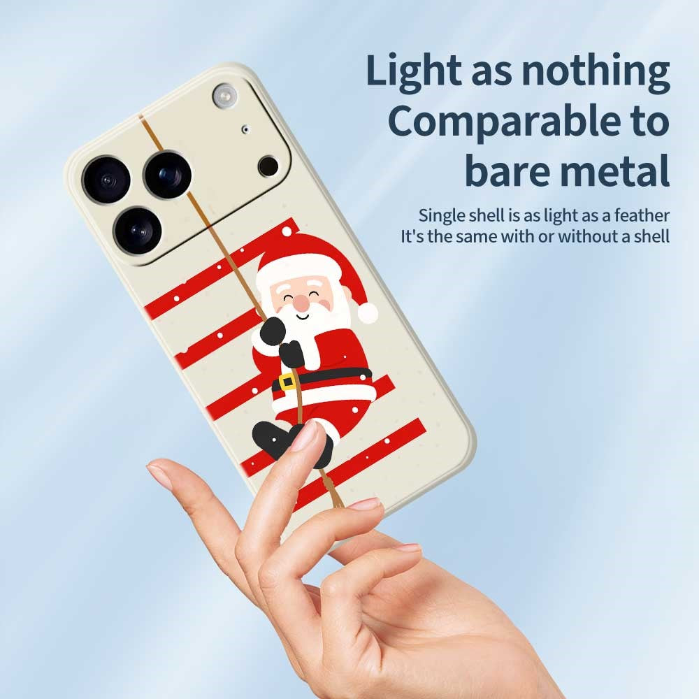 For iPhone 17 Pro Max Case Santa Claus Pattern Printing Straight Edge TPU Phone Back Cover - Black