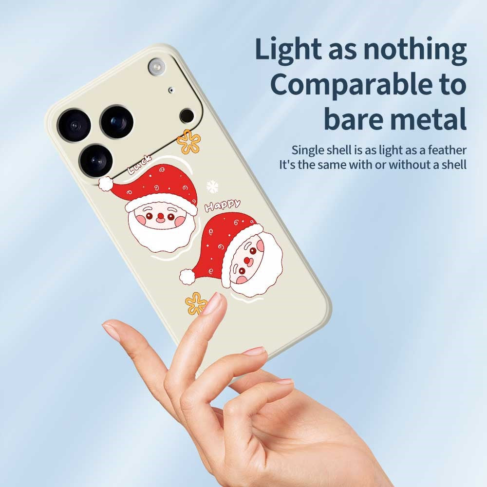 For iPhone 17 Pro Max Case Cute Santa Claus Pattern Printing Straight Edge TPU Phone Back Cover - Beige