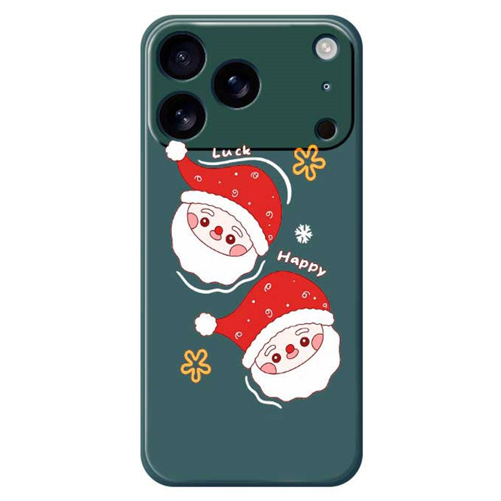 For iPhone 17 Pro Max Case Cute Santa Claus Pattern Printing Straight Edge TPU Phone Back Cover - Green
