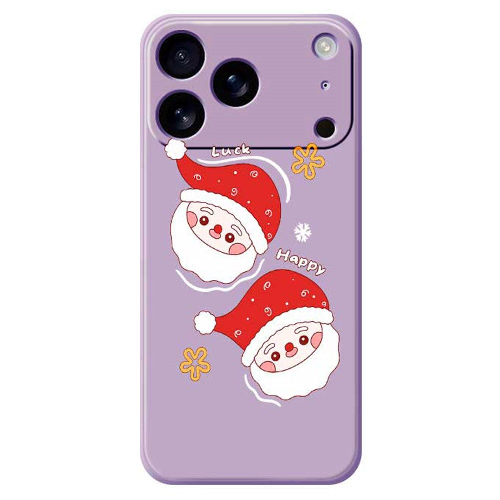 For iPhone 17 Pro Max Case Cute Santa Claus Pattern Printing Straight Edge TPU Phone Back Cover - Purple
