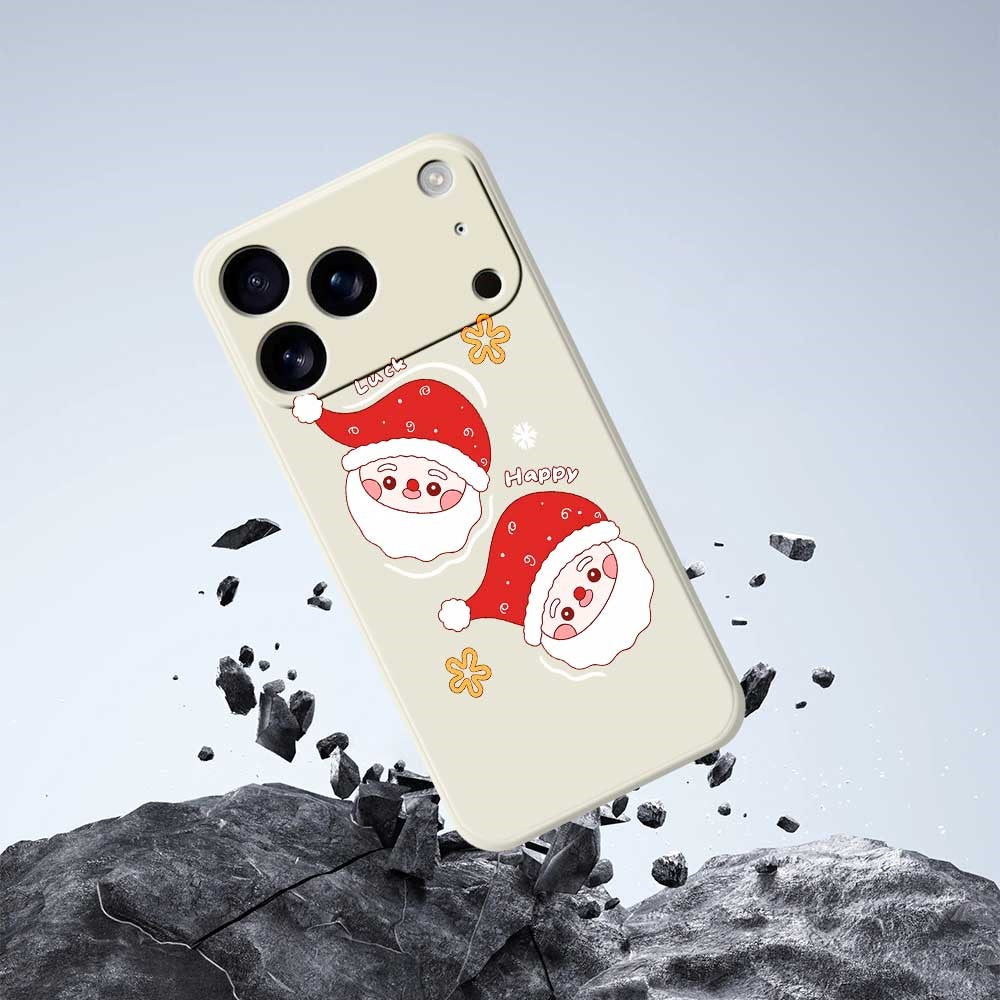 For iPhone 17 Pro Max Case Cute Santa Claus Pattern Printing Straight Edge TPU Phone Back Cover - Black