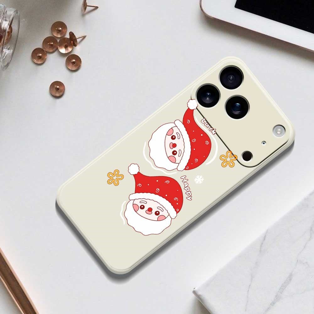 For iPhone 17 Pro Max Case Cute Santa Claus Pattern Printing Straight Edge TPU Phone Back Cover - Black