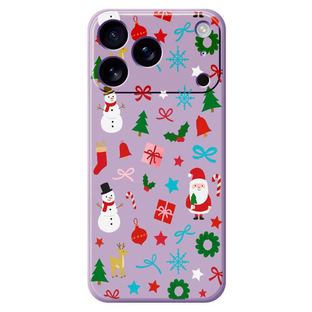 For iPhone 17 Pro Max Case Christmas Decorations Pattern Printing Straight Edge TPU Phone Back Cover - Purple
