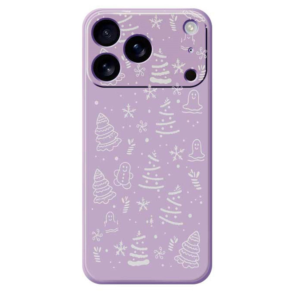 For iPhone 17 Pro Max Case Snowflake Gingerbread Pattern Printing Straight Edge TPU Phone Back Cover - Purple