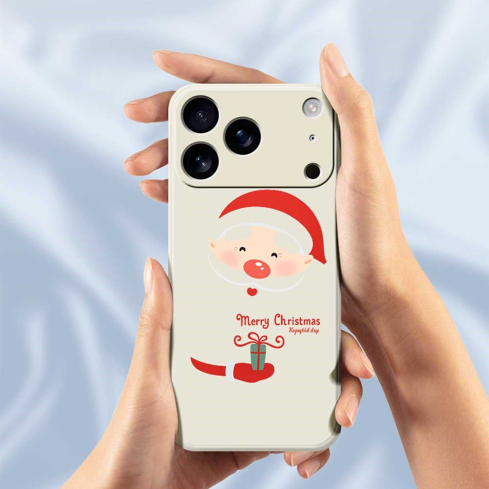 For iPhone 17 Pro Max Case Santa Claus Gift Pattern Printing Straight Edge TPU Phone Back Cover - Purple