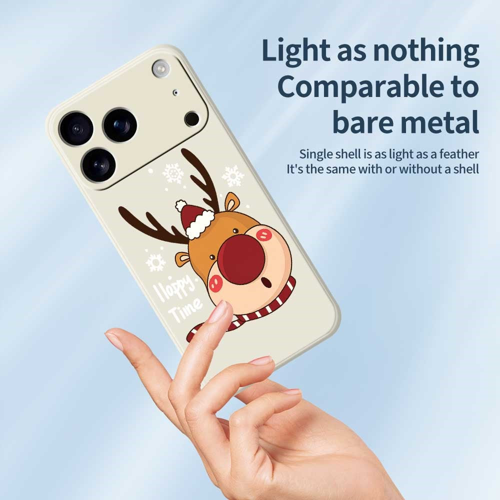 For iPhone 17 Pro Max Case Snowflake Deer Head Pattern Printing Straight Edge TPU Phone Back Cover - Purple