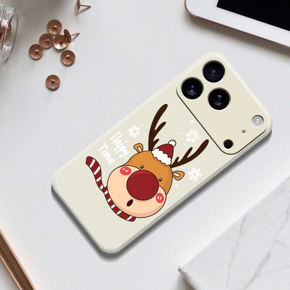 For iPhone 17 Pro Max Case Snowflake Deer Head Pattern Printing Straight Edge TPU Phone Back Cover - Purple