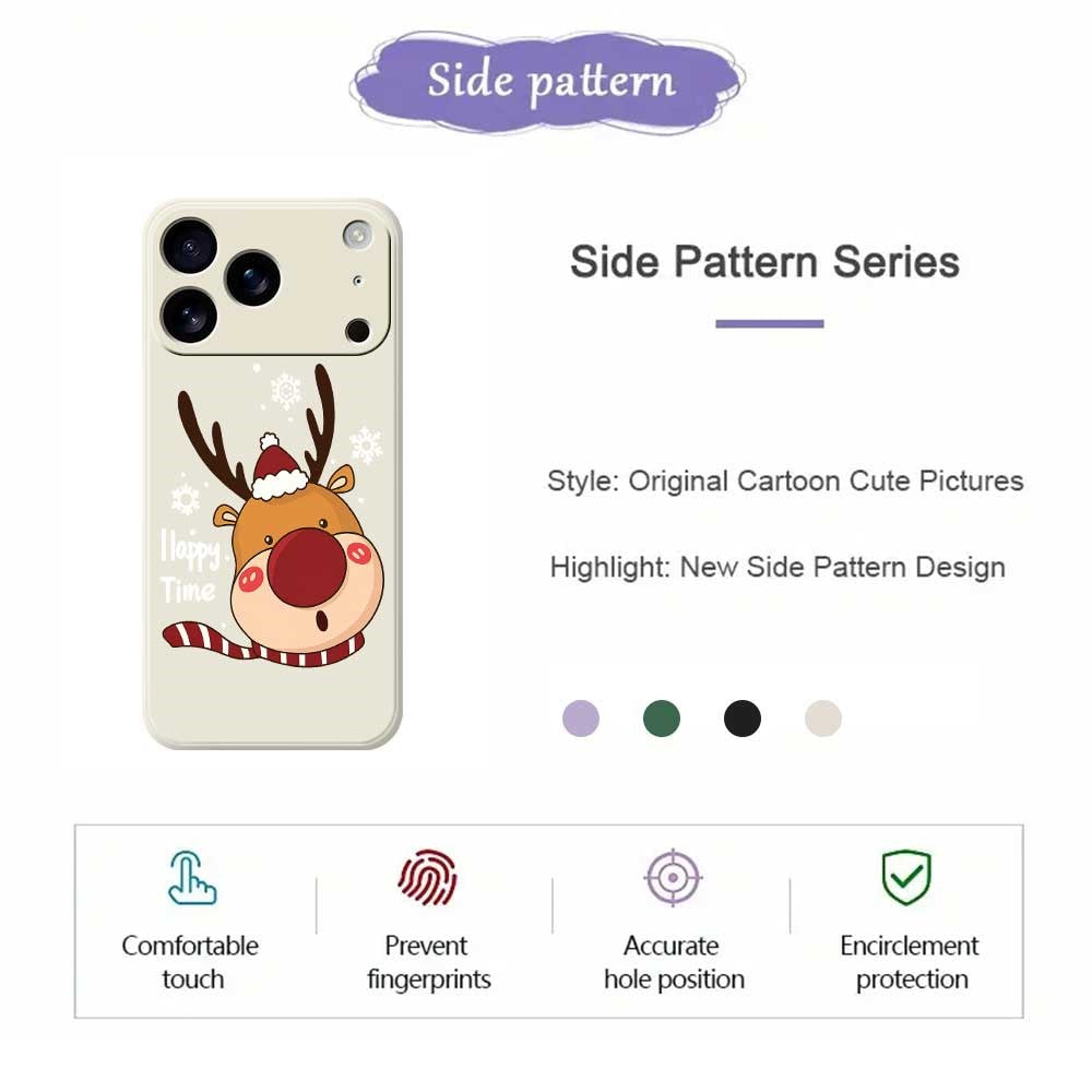 For iPhone 17 Pro Max Case Snowflake Deer Head Pattern Printing Straight Edge TPU Phone Back Cover - Black