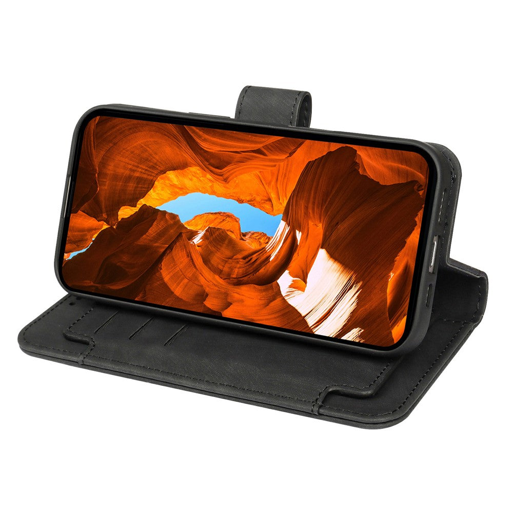 For Oppo Reno14 Pro 5G (Global) Leather Case Line Pattern Wallet Phone Cover with 9 Card Slots - Black