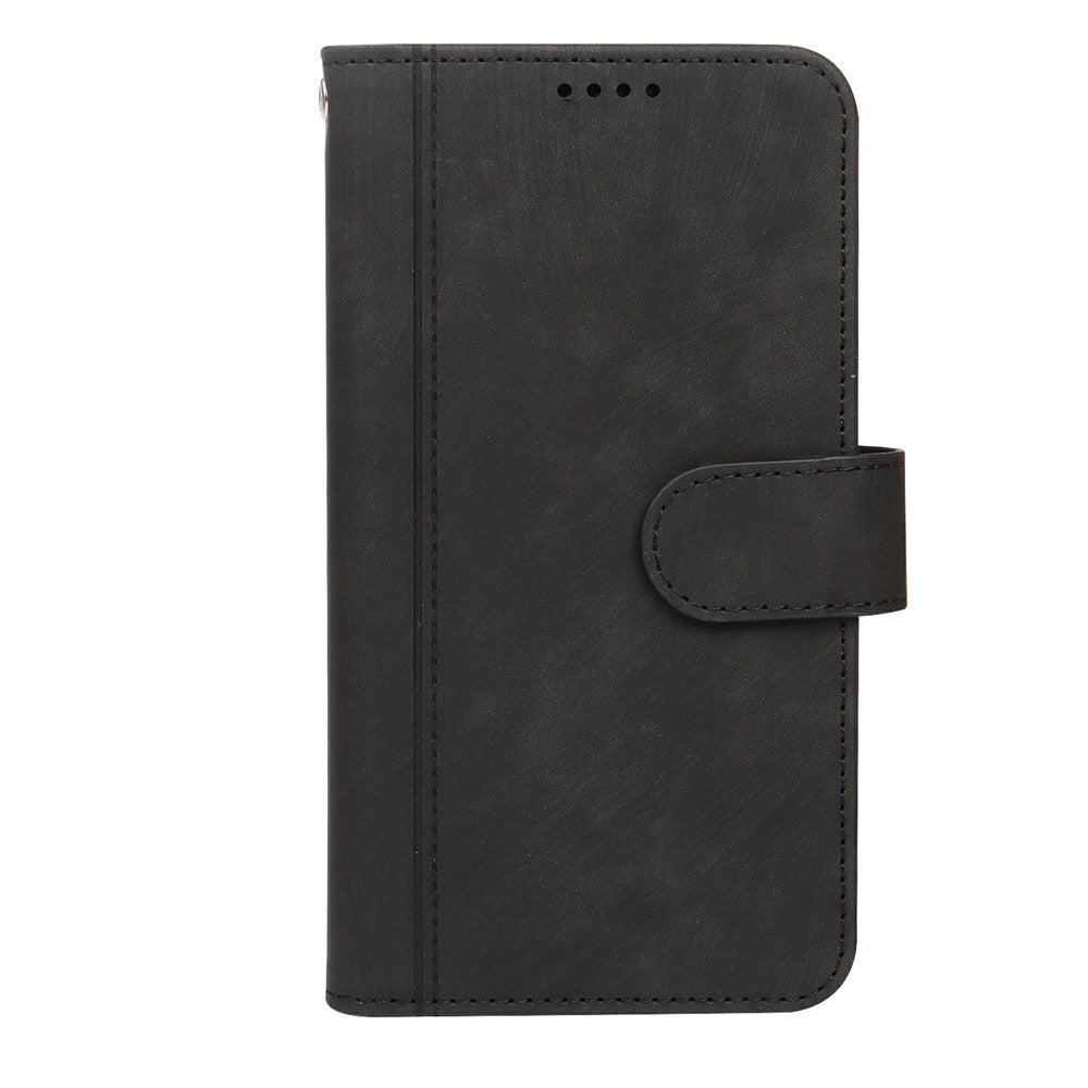 For Oppo Reno14 Pro 5G (Global) Leather Case Line Pattern Wallet Phone Cover with 9 Card Slots - Black