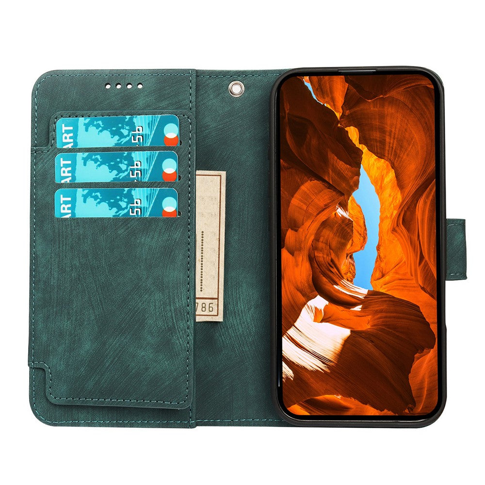 For Oppo Reno14 Pro 5G (Global) Leather Case Line Pattern Wallet Phone Cover with 9 Card Slots - Green