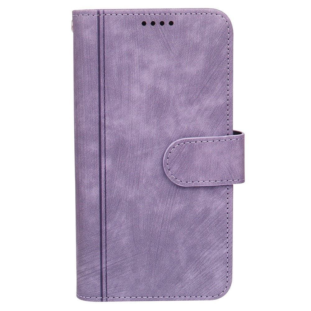 For Oppo Reno14 Pro 5G (Global) Leather Case Line Pattern Wallet Phone Cover with 9 Card Slots - Purple