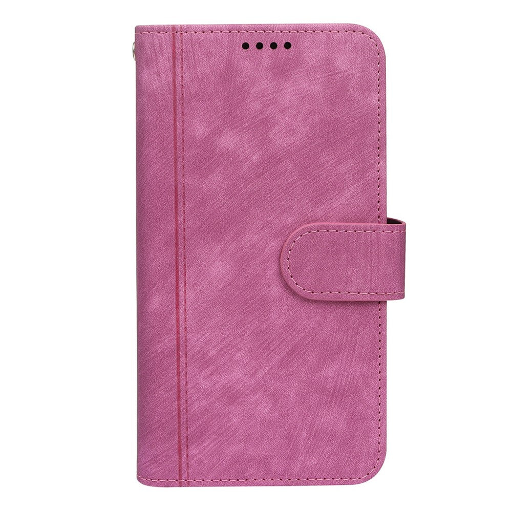 For Oppo Reno14 Pro 5G (Global) Leather Case Line Pattern Wallet Phone Cover with 9 Card Slots - Rose