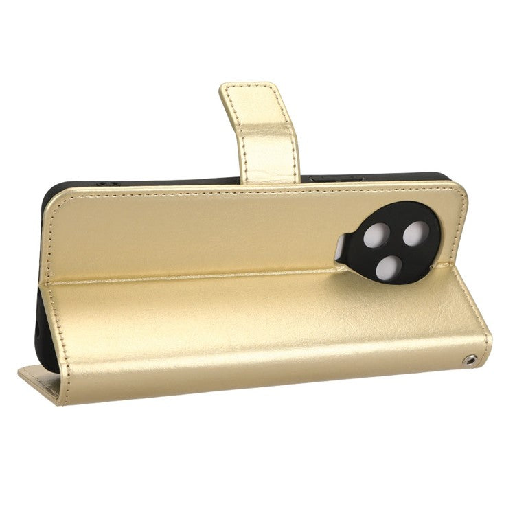 For Infinix Note 12 Pro 4G X676B Crazy Horse Texture PU Leather Wallet Phone Case Folio Flip Hands-Free Stand Cover - Gold