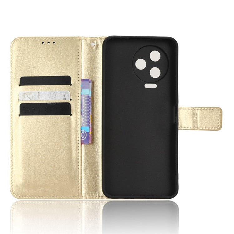 For Infinix Note 12 Pro 4G X676B Crazy Horse Texture PU Leather Wallet Phone Case Folio Flip Hands-Free Stand Cover - Gold