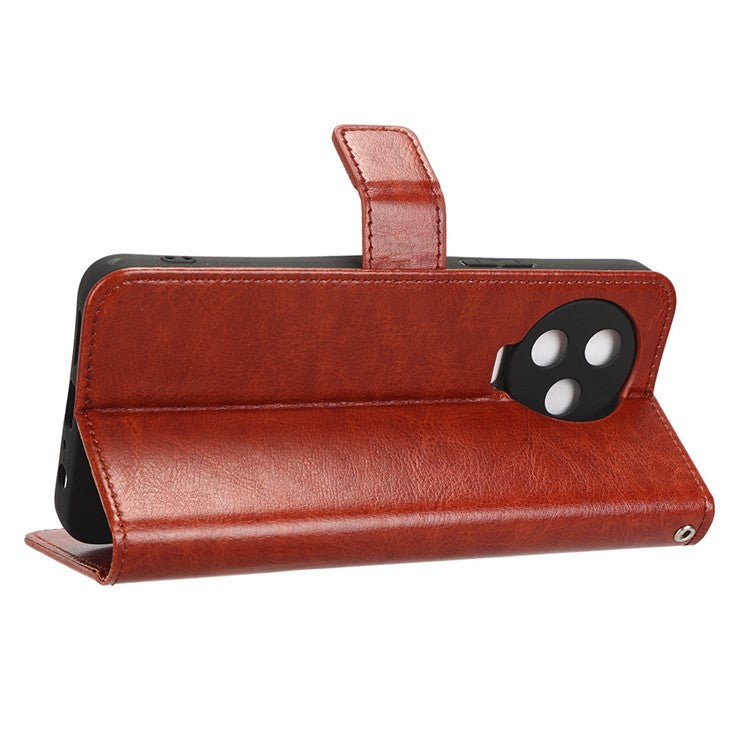 For Infinix Note 12 Pro 4G X676B Crazy Horse Texture PU Leather Wallet Phone Case Folio Flip Hands-Free Stand Cover - Brown