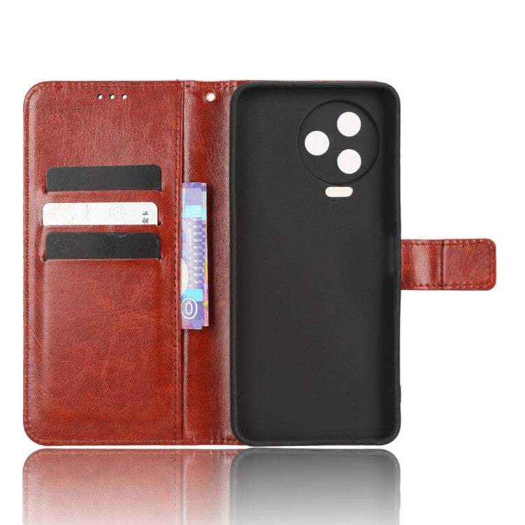 For Infinix Note 12 Pro 4G X676B Crazy Horse Texture PU Leather Wallet Phone Case Folio Flip Hands-Free Stand Cover - Brown