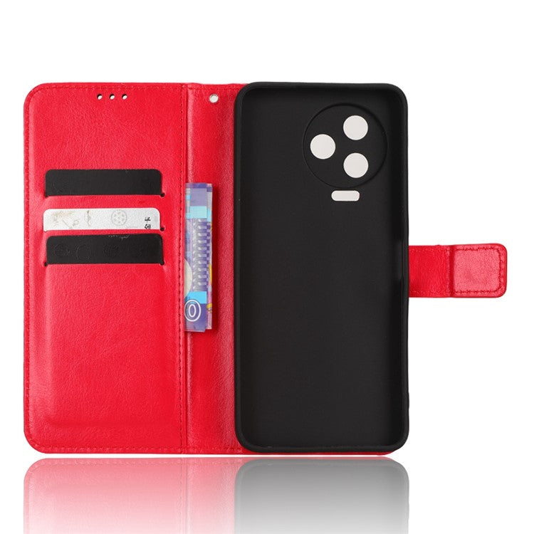 For Infinix Note 12 Pro 4G X676B Crazy Horse Texture PU Leather Wallet Phone Case Folio Flip Hands-Free Stand Cover - Red