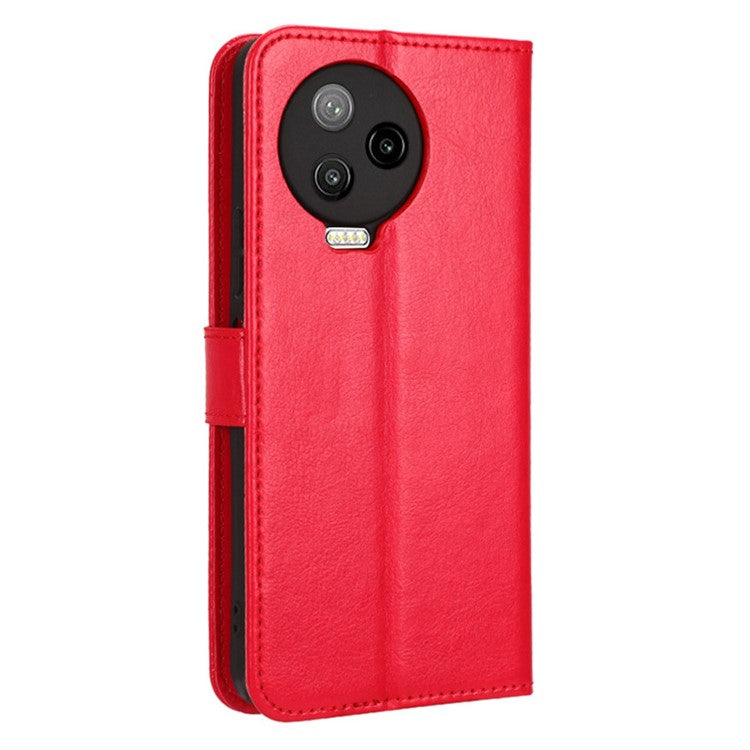 For Infinix Note 12 Pro 4G X676B Crazy Horse Texture PU Leather Wallet Phone Case Folio Flip Hands-Free Stand Cover - Red
