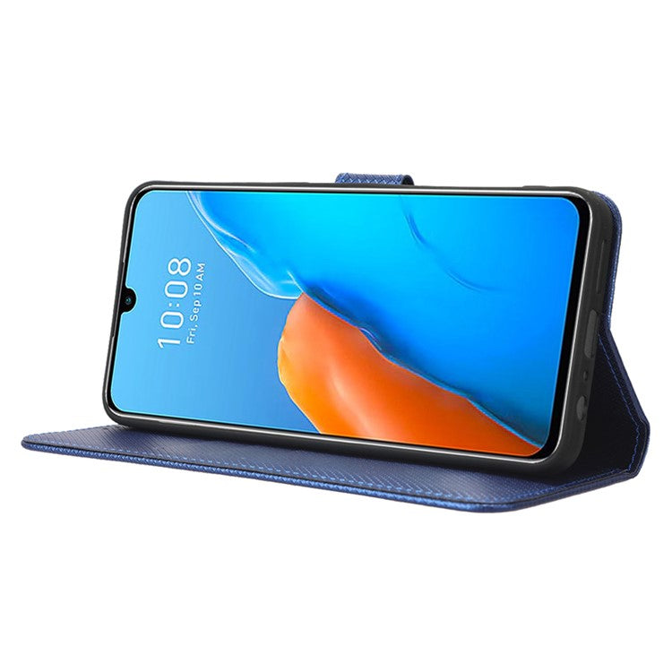 For Infinix Note 12 Pro 4G X676B Fully Wrapped Diamond Texture PU Leather Stand Magnetic Clasp Case Wallet Phone Cover - Blue