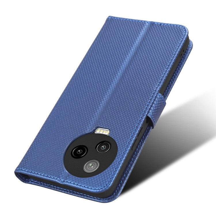 For Infinix Note 12 Pro 4G X676B Fully Wrapped Diamond Texture PU Leather Stand Magnetic Clasp Case Wallet Phone Cover - Blue