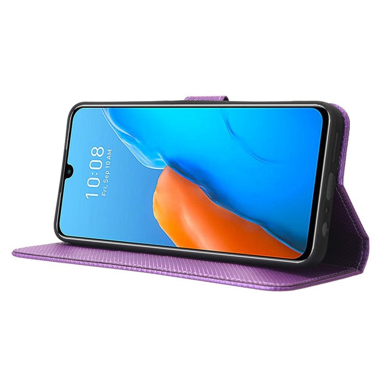 For Infinix Note 12 Pro 4G X676B Fully Wrapped Diamond Texture PU Leather Stand Magnetic Clasp Case Wallet Phone Cover - Purple
