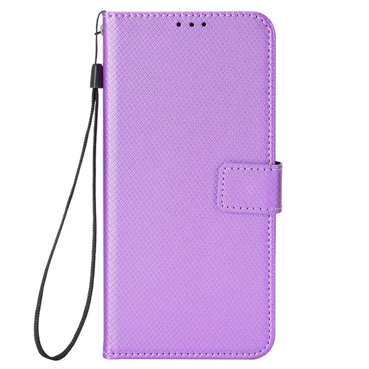 For Infinix Note 12 Pro 4G X676B Fully Wrapped Diamond Texture PU Leather Stand Magnetic Clasp Case Wallet Phone Cover - Purple
