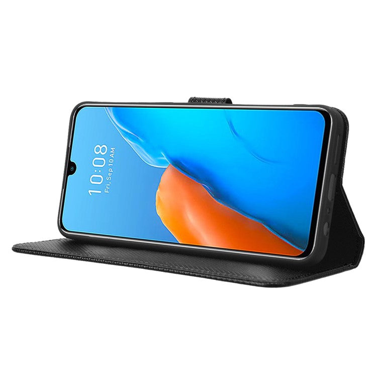 For Infinix Note 12 Pro 4G X676B Fully Wrapped Diamond Texture PU Leather Stand Magnetic Clasp Case Wallet Phone Cover - Black