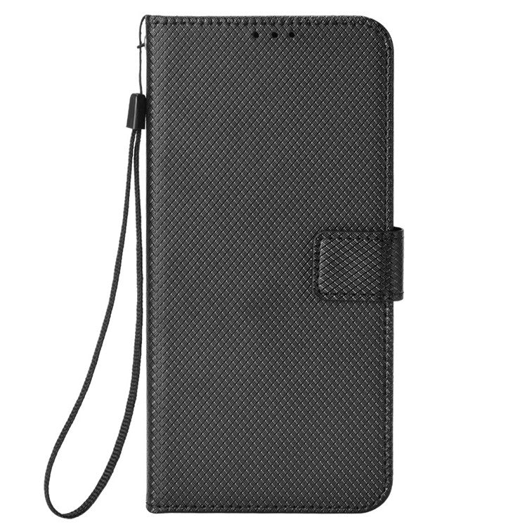 For Infinix Note 12 Pro 4G X676B Fully Wrapped Diamond Texture PU Leather Stand Magnetic Clasp Case Wallet Phone Cover - Black