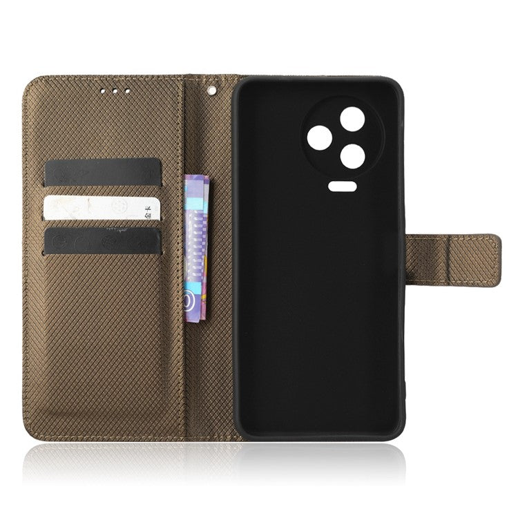 For Infinix Note 12 Pro 4G X676B Fully Wrapped Diamond Texture PU Leather Stand Magnetic Clasp Case Wallet Phone Cover - Brown