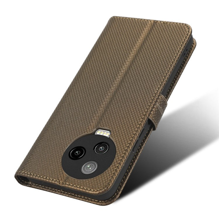 For Infinix Note 12 Pro 4G X676B Fully Wrapped Diamond Texture PU Leather Stand Magnetic Clasp Case Wallet Phone Cover - Brown