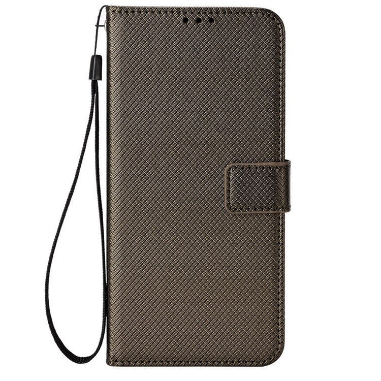 For Infinix Note 12 Pro 4G X676B Fully Wrapped Diamond Texture PU Leather Stand Magnetic Clasp Case Wallet Phone Cover - Brown