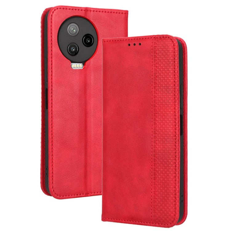 For Infinix Note 12 Pro 4G X676B / Note 12 (2023) 4G Retro TPU Leather Wallet Stand Case Imprinted Pattern Phone Cover - Red