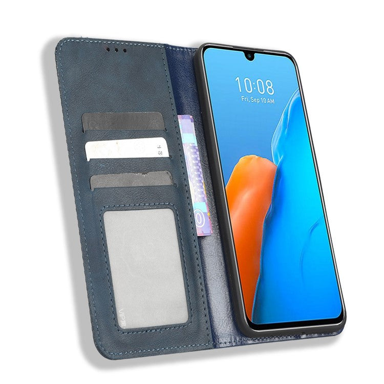 For Infinix Note 12 Pro 4G X676B / Note 12 (2023) 4G Retro TPU Leather Wallet Stand Case Imprinted Pattern Phone Cover - Blue