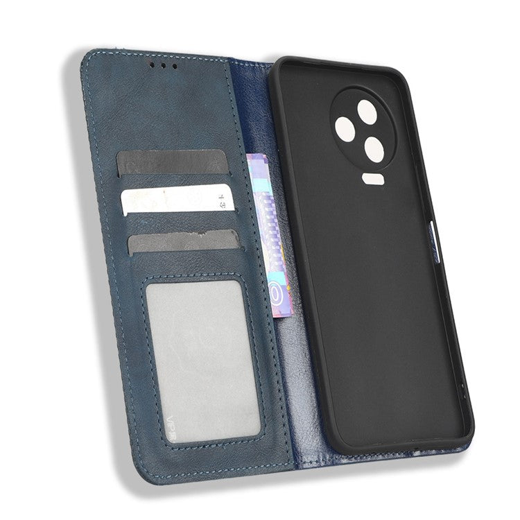 For Infinix Note 12 Pro 4G X676B / Note 12 (2023) 4G Retro TPU Leather Wallet Stand Case Imprinted Pattern Phone Cover - Blue