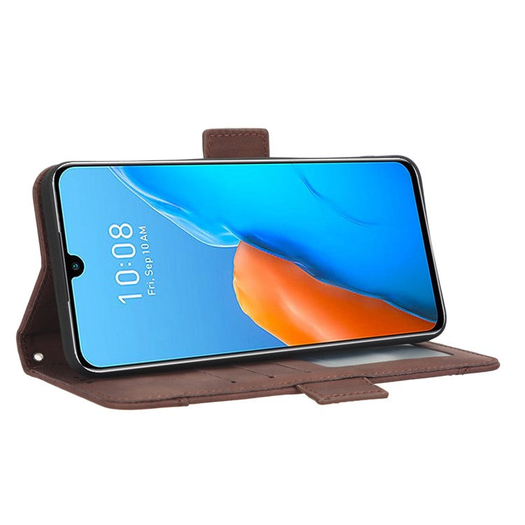For Infinix Note 12 Pro 4G X676B Multiple Card Slots Anti-Scratch PU Leather Dual Magnetic Clasp Phone Cover Stand Wallet Case - Brown