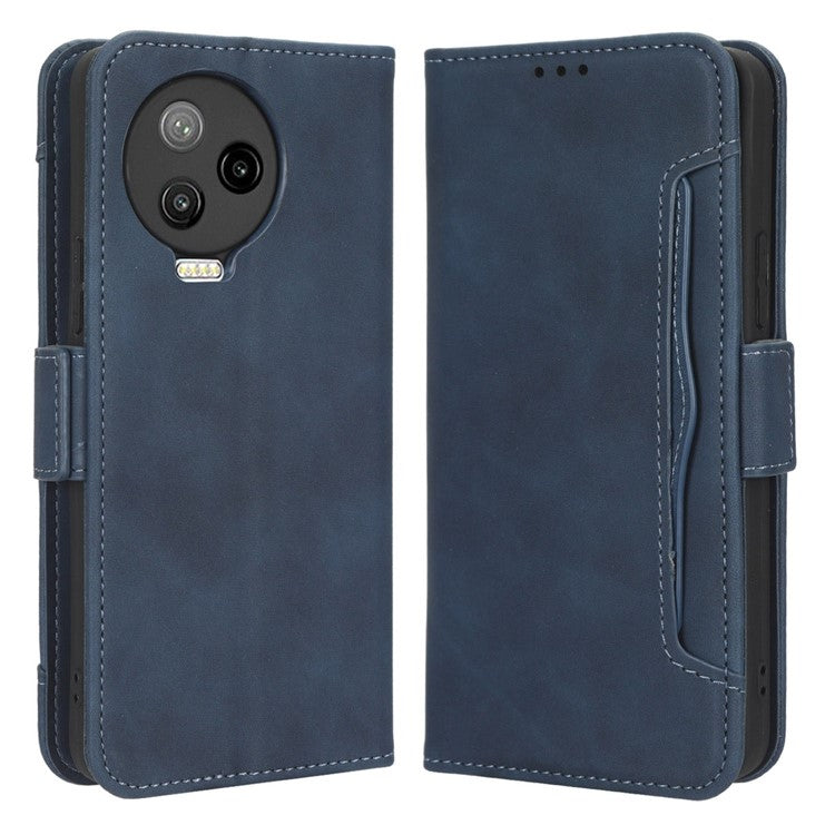 For Infinix Note 12 Pro 4G X676B Multiple Card Slots Anti-Scratch PU Leather Dual Magnetic Clasp Phone Cover Stand Wallet Case - Blue