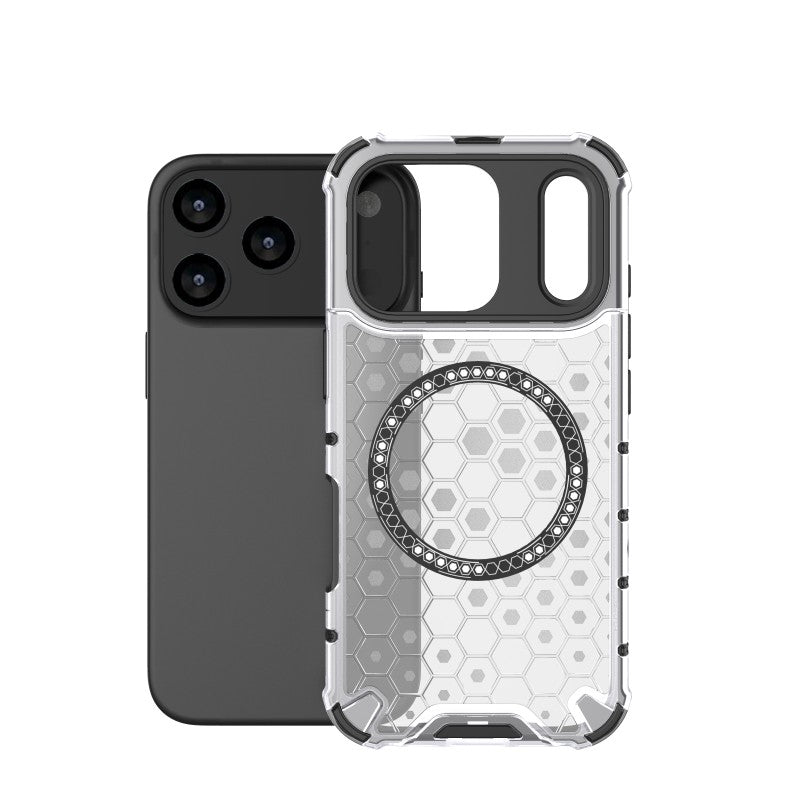 For iPhone 17 Pro Max Case Compatible with MagSafe WANLONFENG FC Series TPU + PC Phone Cover with Tempered Glass - Transparent