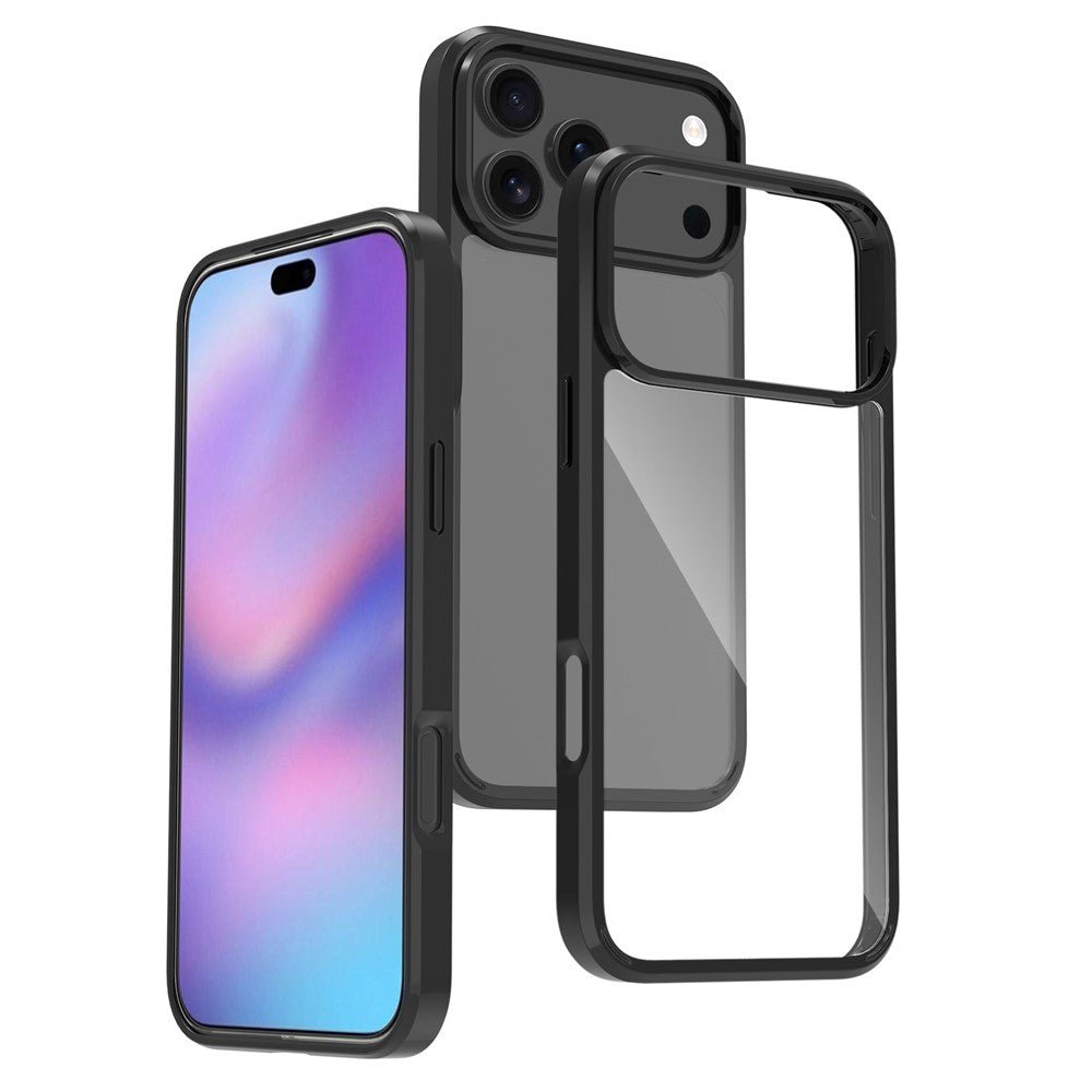 For iPhone 17 Pro Max Case Anti-Scratch TPU + Acrylic Clear Back Phone Cover - Black
