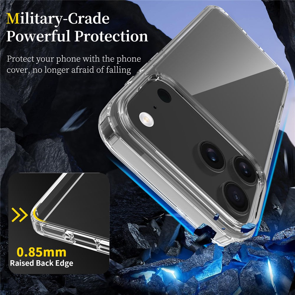 For iPhone 17 Pro Max Case Anti-Scratch TPU + Acrylic Clear Back Phone Cover - Black