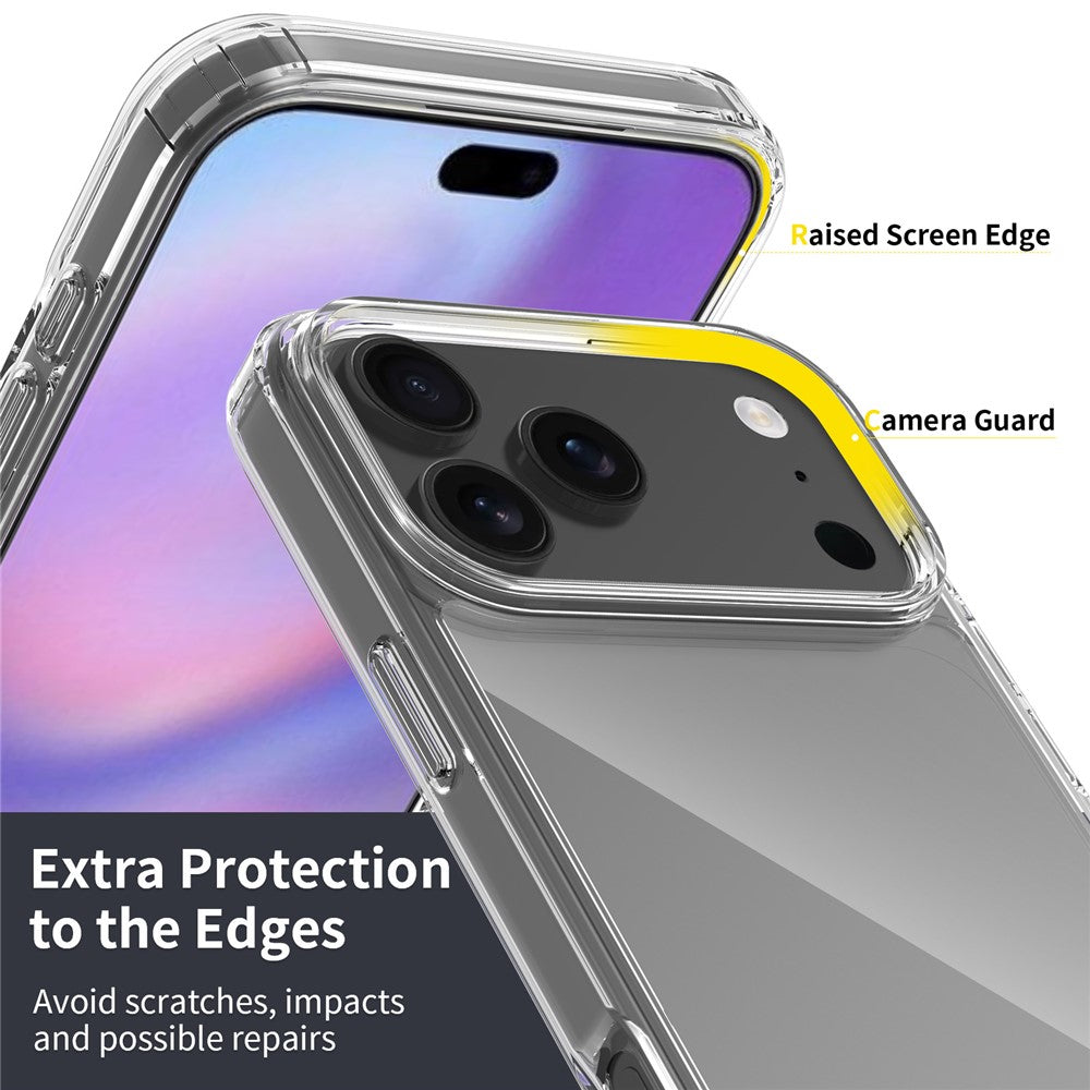 For iPhone 17 Pro Max Case Anti-Scratch TPU + Acrylic Clear Back Phone Cover - Black